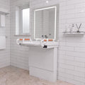 29.5 in. Electric Height-Adjustable Wall-Mounted Accessible Bathroom Sink with Ceramic Basin and LED Mirror Cabinet in White