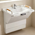 27.6 in. Electric Height-Adjustable Wall-Mounted Accessible Bathroom Sink with Resin Basin and Support Handles in White