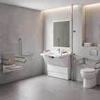 27.6 in. Electric Height-Adjustable Wall-Mounted Accessible Bathroom Sink with Resin Basin and Support Handles in White