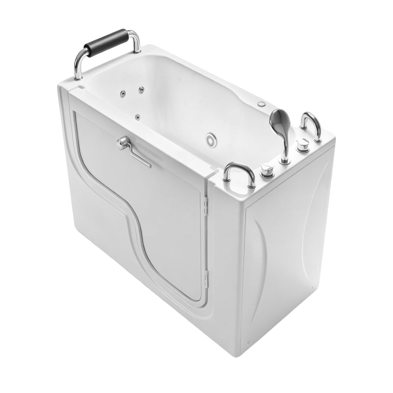 57 in. x 30 in. Walk-In Whirlpool Bathtub with Outward-Swing Door, Low Threshold and Right-Hand Drain in White