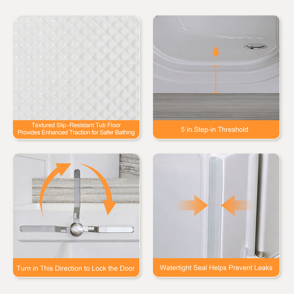 57 in. x 30 in. Walk-In Whirlpool Bathtub with Outward-Swing Door, Low Threshold and Right-Hand Drain in White