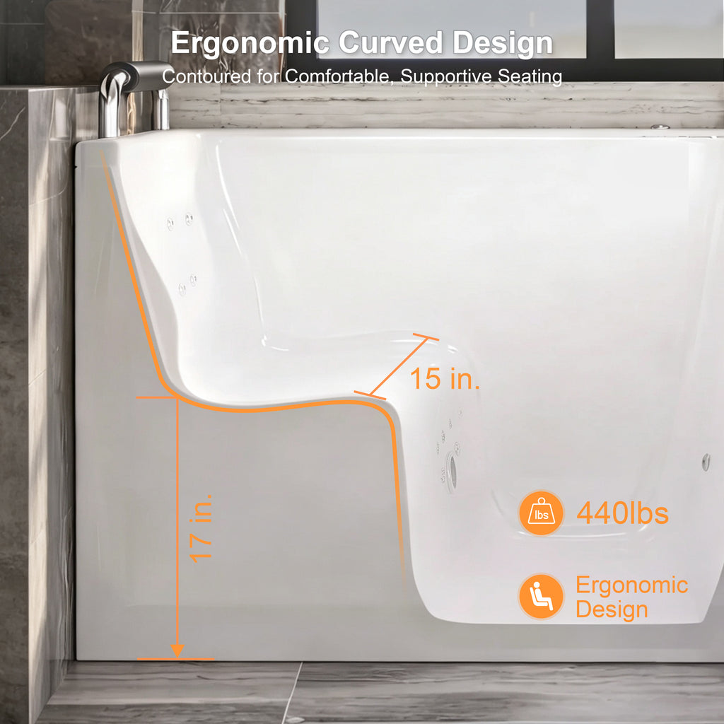 57 in. x 30 in. Walk-In Whirlpool Bathtub with Outward-Swing Door, Low Threshold and Right-Hand Drain in White