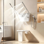 29.1 in. W × 25.3  in. D × 13.3 in. H Senior-Friendly Accessible Shower System with Height-Adjustable Fold-Down Seat, Adjustable Spray Arms for Senior Living Facilities