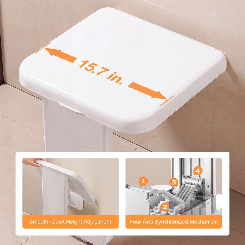 29.1 in. W × 25.3  in. D × 13.3 in. H Senior-Friendly Accessible Shower System with Height-Adjustable Fold-Down Seat, Adjustable Spray Arms for Senior Living Facilities