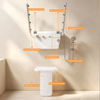 29.1 in. W × 25.3  in. D × 13.3 in. H Senior-Friendly Accessible Shower System with Height-Adjustable Fold-Down Seat, Adjustable Spray Arms for Senior Living Facilities