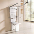 25.7 in. W × 21.7  in. D × 51.9 in. H Senior-Friendly Wall-Mounted Thermostatic Shower System with Height-Adjustable Fold-Down Seat, Support Armrests and Handheld Showerhead in White