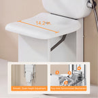 25.7 in. W × 21.7  in. D × 51.9 in. H Senior-Friendly Wall-Mounted Thermostatic Shower System with Height-Adjustable Fold-Down Seat, Support Armrests and Handheld Showerhead in White
