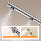 20.9 in. W × 5.9 in. D × 51.2 in. H Senior-Friendly Wall-Mounted Thermostatic Shower Panel System with Fold-Down Seat, Adjustable Spray Arms, Support Armrests, Rain Showerhead and Handheld Showerhead in White