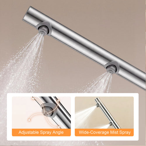 20.9 in. W × 5.9 in. D × 51.2 in. H Senior-Friendly Wall-Mounted Thermostatic Shower Panel System with Fold-Down Seat, Adjustable Spray Arms, Support Armrests, Rain Showerhead and Handheld Showerhead in White