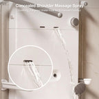 20.9 in. W × 5.9 in. D × 51.2 in. H Senior-Friendly Wall-Mounted Thermostatic Shower Panel System with Fold-Down Seat, Adjustable Spray Arms, Support Armrests, Rain Showerhead and Handheld Showerhead in White