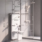 20.9 in. W × 5.9 in. D × 51.2 in. H Senior-Friendly Wall-Mounted Thermostatic Shower Panel System with Fold-Down Seat, Adjustable Spray Arms, Support Armrests, Rain Showerhead and Handheld Showerhead in White