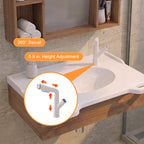 30 in. Wall-Mounted Accessible Bathroom Vanity with Sink, Support Handles and Motion-Sensor LED Mirror Cabinet in White and Walnut