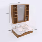 30 in. Wall-Mounted Accessible Bathroom Vanity with Sink, Support Handles and Motion-Sensor LED Mirror Cabinet in White and Walnut