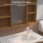 36 in. Senior-Friendly Wall-Mounted Bathroom Vanity with Integrated Sink, Dual Assist Handles and Motion-Sensor LED Mirror Cabinet in White and Walnut