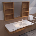 40 in. Wall-Mounted Accessible Bathroom Vanity with Sink, Support Handles and Motion-Sensor LED Mirror Cabinet in White and Walnut
