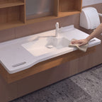 40 in. Wall-Mounted Accessible Bathroom Vanity with Sink, Support Handles and Motion-Sensor LED Mirror Cabinet in White and Walnut