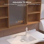 40 in. Wall-Mounted Accessible Bathroom Vanity with Sink, Support Handles and Motion-Sensor LED Mirror Cabinet in White and Walnut