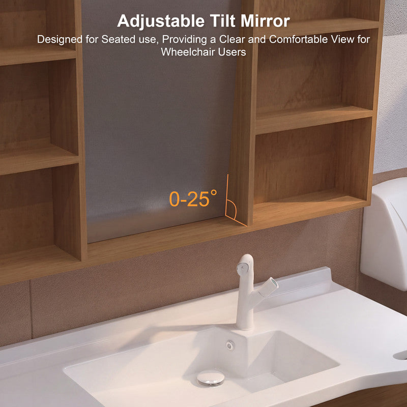 40 in. Wall-Mounted Accessible Bathroom Vanity with Sink, Support Handles and Motion-Sensor LED Mirror Cabinet in White and Walnut
