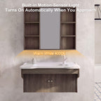 36 in. Wall-Mounted Accessible Bathroom Vanity with Sink, Support Handles and Motion-Sensor LED Mirror Cabinet in White and Dark Gray Oak