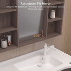 40 in. Wall-Mounted Accessible Bathroom Vanity with Sink, Support Handles and Motion-Sensor LED Mirror Cabinet in White and Dark Gray Oak