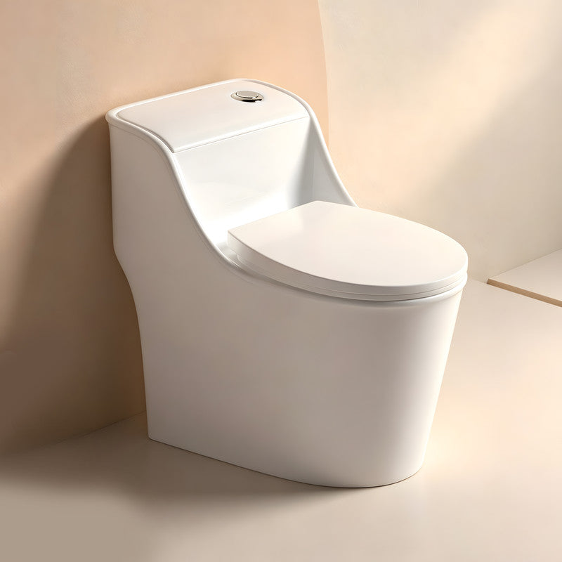 10 in. Rough-In 1.0/1.28 GPF Dual-Flush One-Piece Elongated 17 in. Chair Height Toilet with Soft-Close Seat in White