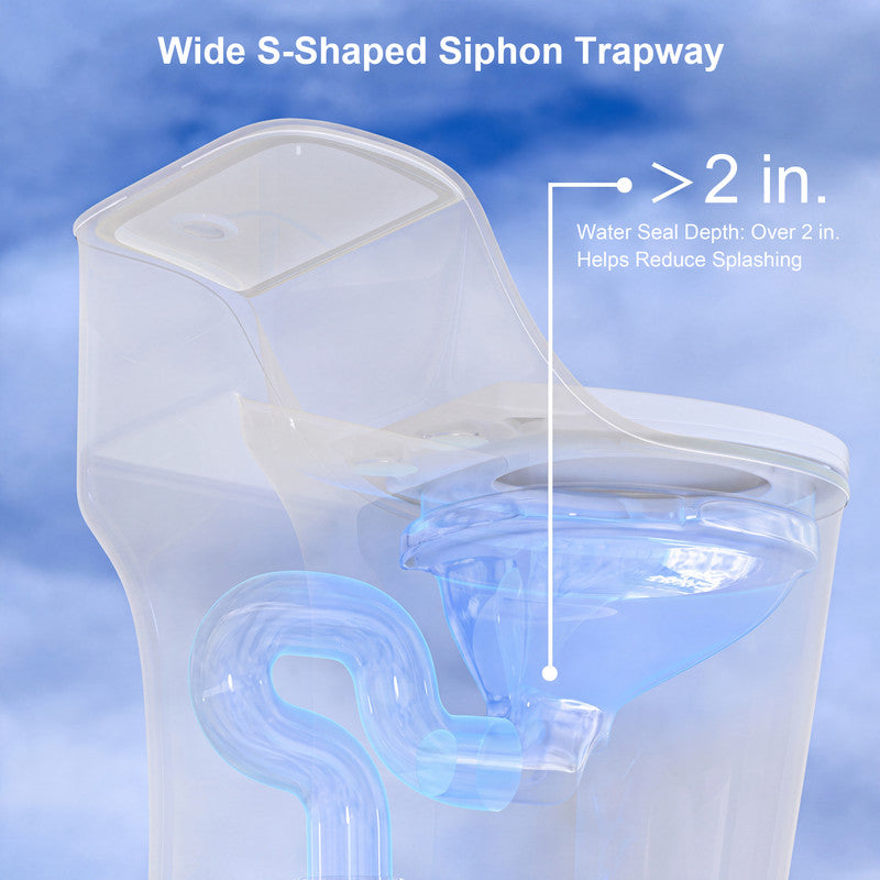 10 in. Rough-In 1.0/1.28 GPF Dual-Flush One-Piece Elongated 17 in. Chair Height Toilet with Soft-Close Seat in White