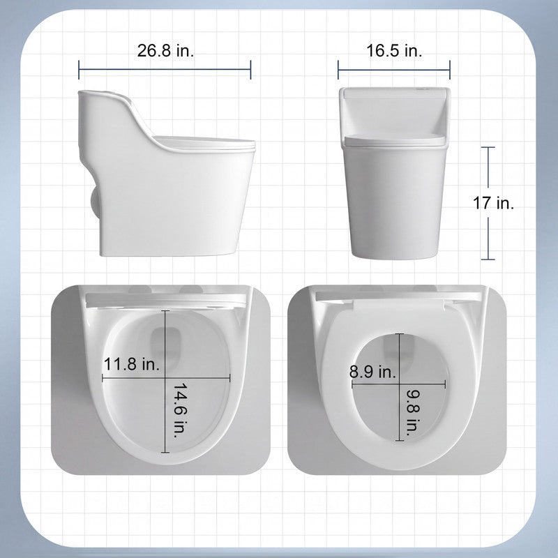 10 in. Rough-In 1.0/1.28 GPF Dual-Flush One-Piece Elongated 19 in. Chair Height Toilet with Soft-Close Seat in White