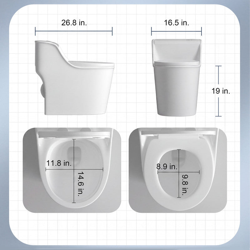 10 in. Rough-In 1.0/1.28 GPF Dual-Flush One-Piece Elongated 19 in. Chair Height Toilet with Soft-Close Seat in White