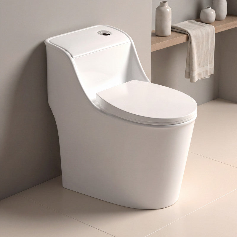 10 in. Rough-In 1.0/1.28 GPF Dual-Flush One-Piece Elongated 19 in. Chair Height Toilet with Soft-Close Seat in White