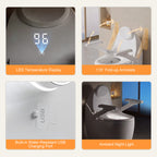 One-Piece Smart Bidet Toilet with Fold-Up Support Armrests, Backrest, Heated Seat and Auto Flush in White
